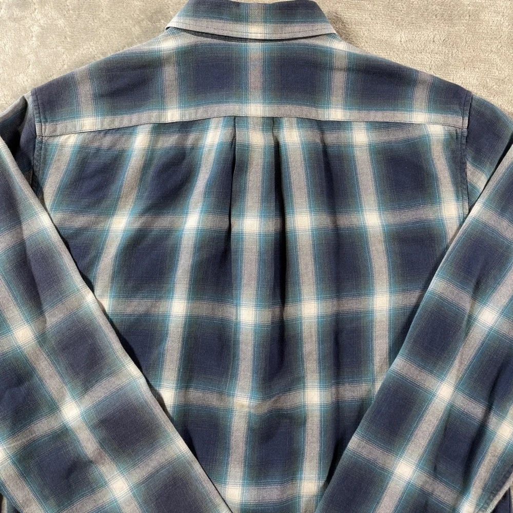 VINCE Shirt‎ Mens Medium Blue Plaid Long Sleeve Office Peppy Luxury Casual